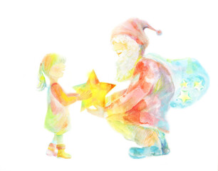 星の贈り物　サンタクロースと子供