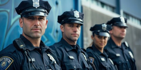 Police officers in uniform standing together, ready for duty
