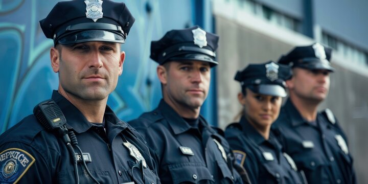 Police officers in uniform standing together, ready for duty