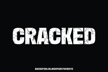 Modern bold cracked textured style alphabet display font vector