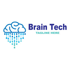 technology brain logo vector