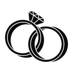 Engagement or wedding ring silhouette black
