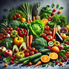 Fresh Organic Fruits and Vegetables Assortment