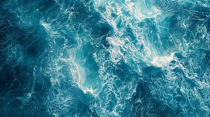Fototapeta premium Aerial View of Ocean Waves with White Foam
