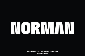 Trendy modern strong sans serif alphabet display font vector illustration