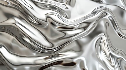 Abstract Wavy Metallic Silver Surface