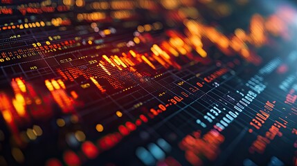 Obraz premium Close-up of financial graphs showing rising stock prices and market trends