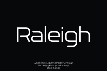 Fototapeta premium Modern futuristic alphabet display font vector. Clean contemporary typeface