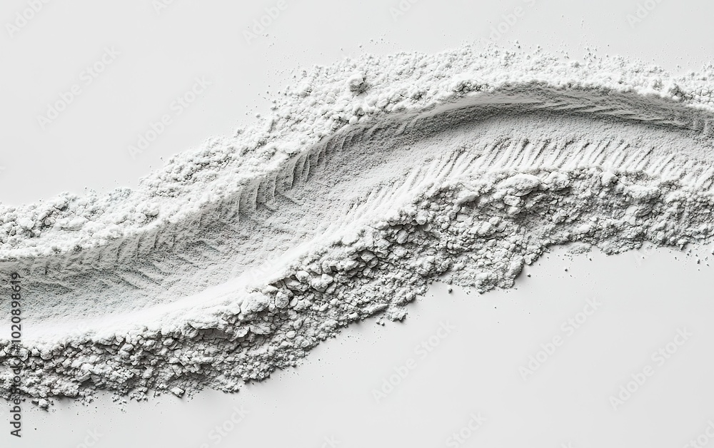 Aufkleber a close-up view of a smooth trail of white powder with a textured pattern on a light surface