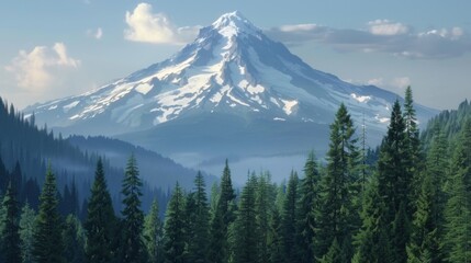 Obraz premium Scenic View of Mount Hood in USA