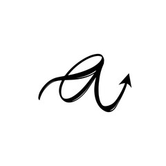 initial letter a handwriting unique logo black