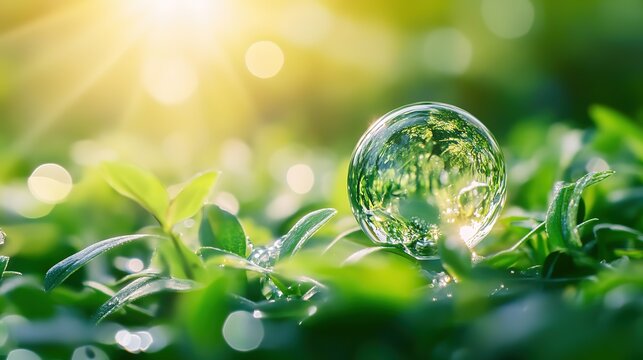 Water droplet, conservation, and eco-friendly concept for saving, sustainability, and environmental awareness. Clear, pure, and symbolic drop in the campaign to preserve water resources 