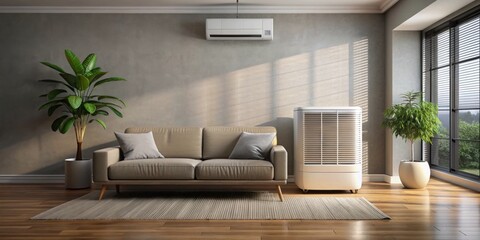 Fototapeta premium Elevate your living environment with a sleek evaporative cooler, offering instant refreshment and seamless design that blends comfort and aesthetics