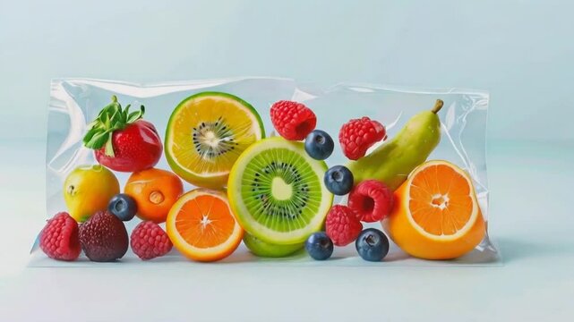 A vibrant assortment of fresh fruits arranged in a visually appealing manner.
