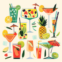 set of cocktails