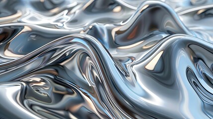 Abstract silver liquid surface with flowing waves