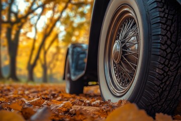 Classic Vintage Car Tire with Whitewall