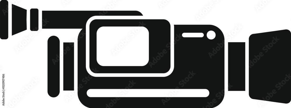 Poster simple vector icon of a professional video camera for recording live events