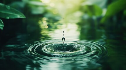 Water droplet, conservation, and eco-friendly concept for saving, sustainability, and environmental awareness. Clear, pure, and symbolic drop in the campaign to preserve water resources 