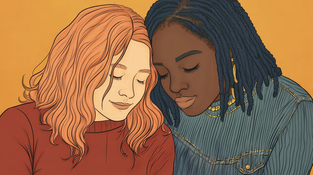 Intimate Friendship: Two Women Sharing Tender Moment