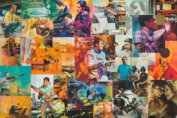 A vibrant collage of people with different hobbies and passions