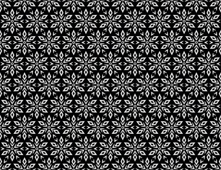 Abstract geometric pattern with lines, snowflakes. A seamless vector background. White and black texture. Graphic modern pattern.