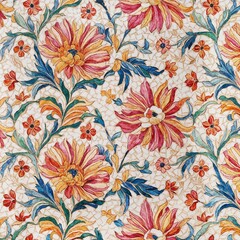 seamless floral pattern with colourful blooming flowers