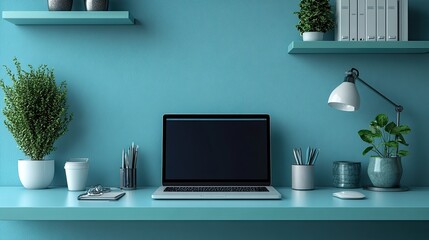 Modern office desk with multiple electronic gadgets connected wirelessly