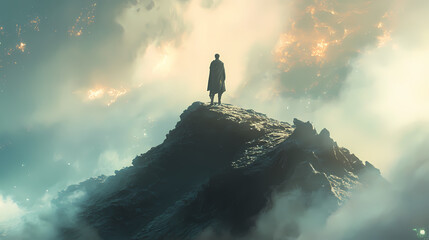 warrior or man standing on fantasy hill