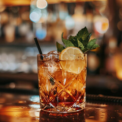 cocktail with ice and lime