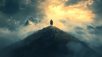 warrior or man standing on fantasy hill