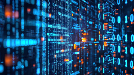 Obraz premium technological and scientific background of glowing data panel