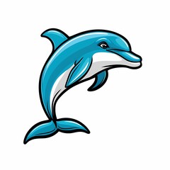 Obraz premium A stylized dolphin illustration with vibrant blue and white colors.