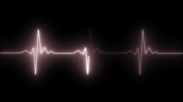 Neon Heartbeat or pulse. Vector illustration. bright line of heart rate. Heart pulse graphic. Neon heartbeat cardiogram