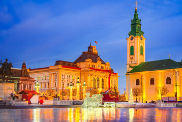 Obraz premium Oradea, Romania. Beautiful Christmas Market in Eastern Europe