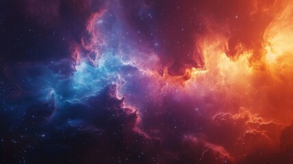 Naklejka premium A vibrant cosmic nebula, with brilliant colors and swirling gases