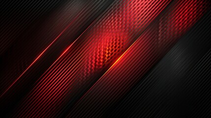 Abstract Red and Black Striped Pattern with Glowing Lines