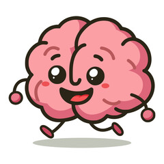 healthy brain happy organ science cartoon character vector illustration template