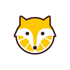 lemon fox nature logo vector illustration template
