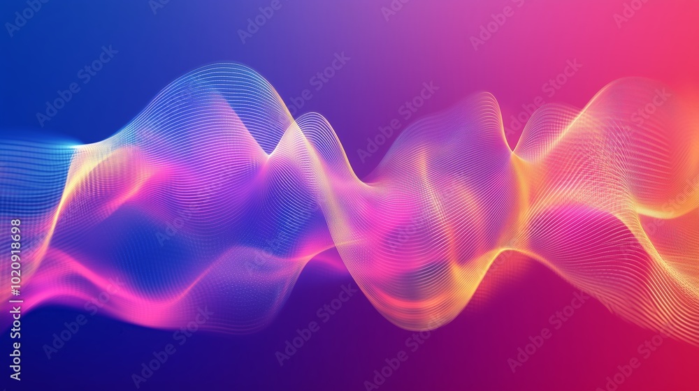Poster colorful abstract wave design with vibrant tones blending in a fluid motion against a dark backgroun