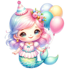 Fototapeta premium Mermaid circus with balloons 