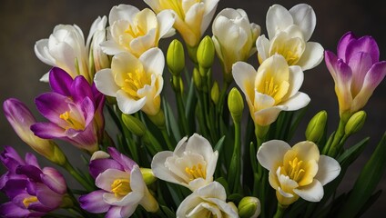 Fototapeta premium Crocuses colorful spring flowers close up