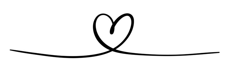 Minimalist heart design in single line, ideal for adding personal touch to your text. Vector illustration.