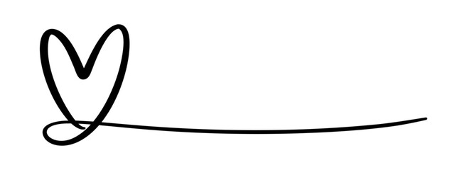 Hand-drawn heart line design with a continuous flow, ideal for framing text. Simple vector illustration.