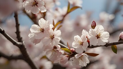 Obraz premium blossom in full bloom during spring, with delicate petals blowing in the wind.