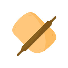Rolling pin and dough icon. Vector.