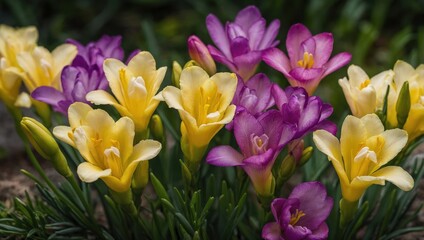 Obraz premium Crocuses colorful spring flowers close up