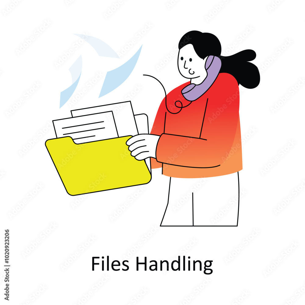 Poster files handling gradient flat style design vector illustration. stock illustration