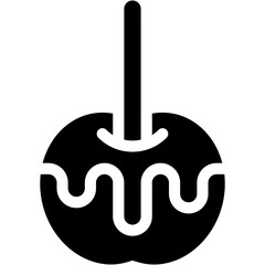 Vector Icon Caramelized Apple, Food and Restaurant, Dessert, Candy, Sweet, Apple