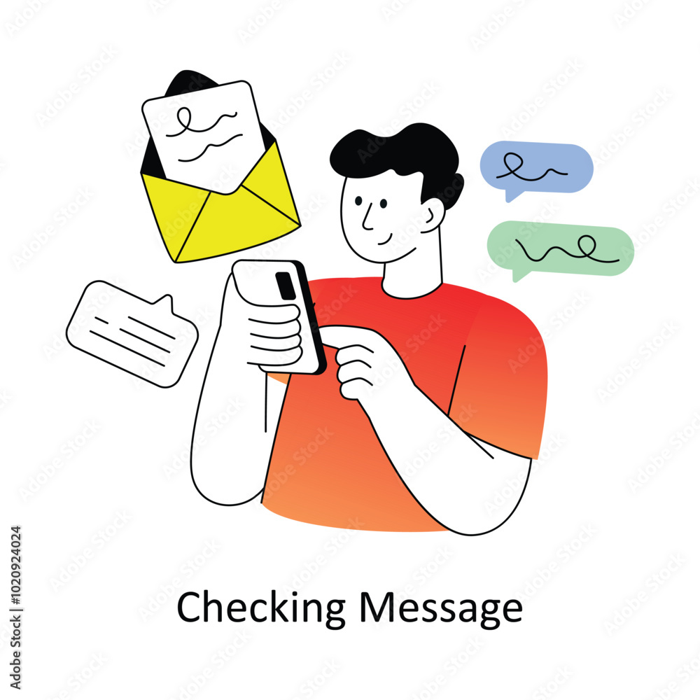 Poster checking message gradient flat style design vector illustration. stock illustration